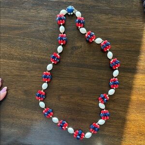 Vintage 1950s/60s west Germany Red, white and Blue Beaded Necklace
